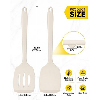 2-Pack Silicone Spatula Turners, Heat-Resistant, Nonstick