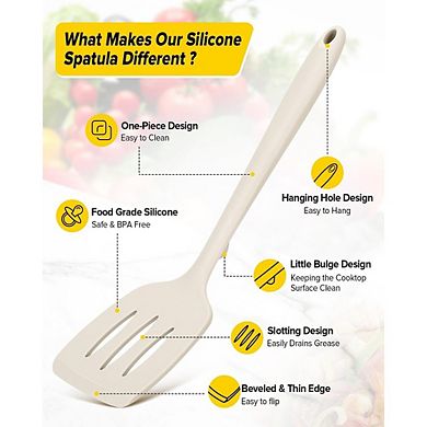 2-Pack Silicone Spatula Turners, Heat-Resistant, Nonstick