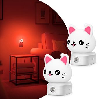0.5W Integrated LED Dimmable Cat Night Light Color Changing Button Adjustable Dusk to Dawn 2 Pack