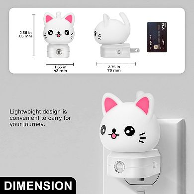 0.5W Integrated LED Dimmable Cat Night Light Color Changing Button Adjustable Dusk to Dawn 2 Pack