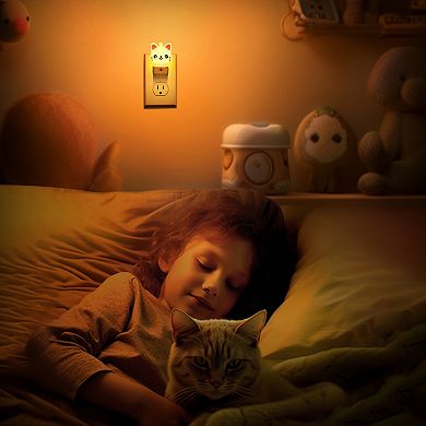 0.5W Integrated LED Dimmable Cat Night Light Color Changing Button Adjustable Dusk to Dawn 2 Pack