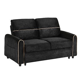 Pnronnc Chenille Convertible Sofa Bed, Pull-Out Sleeper Loveseat Sofa Bed with USB Ports
