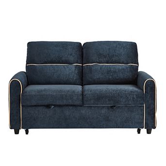 Pnronnc Chenille Convertible Sofa Bed, Pull-Out Sleeper Loveseat Sofa Bed with USB Ports