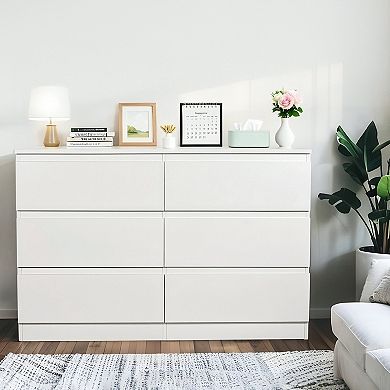 Modern Black 6-drawer storage cabinet with concealed handles