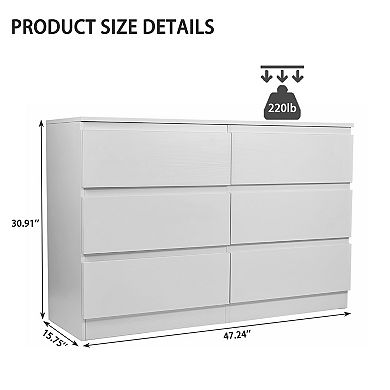 Modern Black 6-drawer storage cabinet with concealed handles