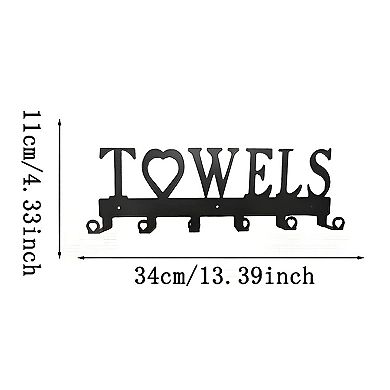 6-Hook Wall Towel Rack Metal Bathroom Laundry Room Hooks for Towels and Robes