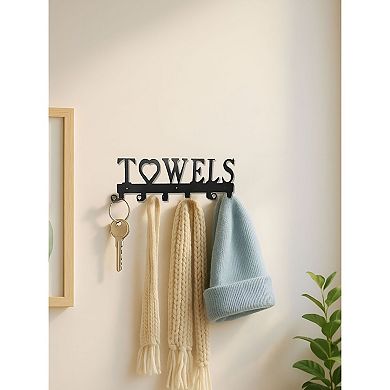 6-Hook Wall Towel Rack Metal Bathroom Laundry Room Hooks for Towels and Robes