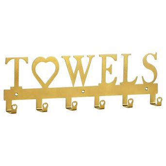 6-Hook Wall Towel Rack Metal Bathroom Laundry Room Hooks for Towels and Robes