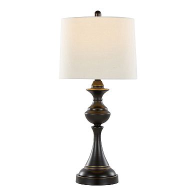 Loheer Contemporary Metal Table Lamp Set with Linen Shade