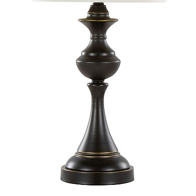 Loheer Contemporary Metal Table Lamp Set with Linen Shade