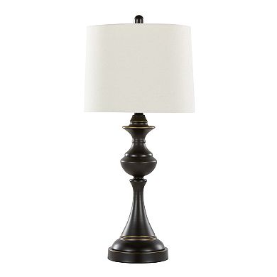Loheer Contemporary Metal Table Lamp Set with Linen Shade