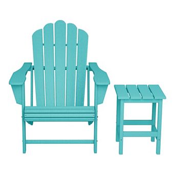 Outdoor Patio HDPE Adirondack Chair With Cup Holder and Table Set