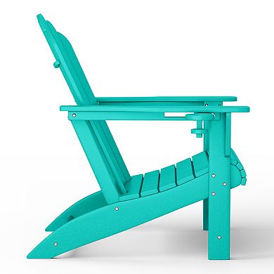 Outdoor Patio HDPE Adirondack Chair With Cup Holder and Table Set