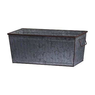 Silver Gray Set of 2 Rustic Metal Planters with Stands