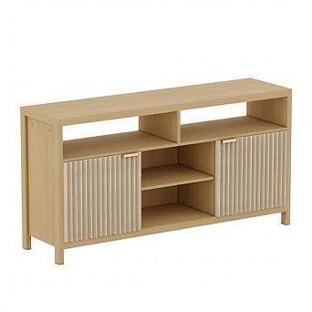 Fluted TV Stand for 35-65 Inch TV,Farmhouse Entertainment Center,Wood TV Console and Media Furniture