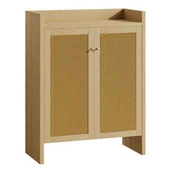 6 tier Rattan Shoe Cabinet, Wooden Shoe Organizer Rack with Adjustable Shelves for Entryway