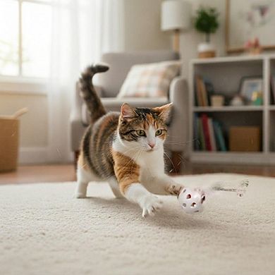 12 Pack Cat Toy Balls with Bell and Feathers, Interactive Kitten Toys, Lightweight Play Balls