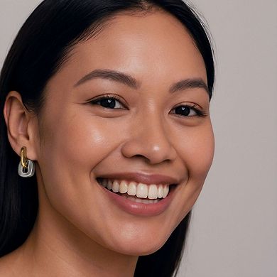 Women's Modern Polished Linked Hoop Earrings with Geometric Chain-Inspired Design
