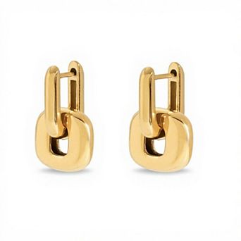Women's Modern Polished Linked Hoop Earrings with Geometric Chain-Inspired Design