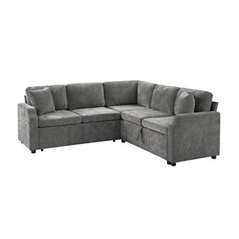 Pnronnc L Shaped Sectional Sofa Bed Upholstered Sleeper Couch with Storage and Chenille Upholstery