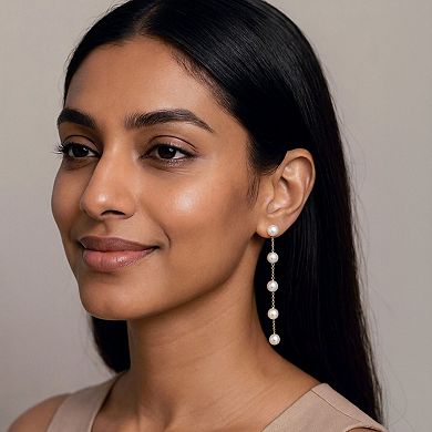 Pearl Drop Earrings with Delicate Chain Detailing and Graduated Bead Accents