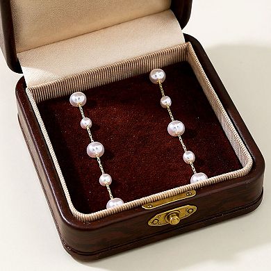 Pearl Drop Earrings with Delicate Chain Detailing and Graduated Bead Accents