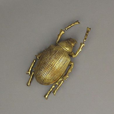 Resin Gold Ground Beetle Painted Sculpture Wall Art Home Decor Hanging Statue