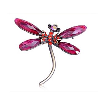 Craft Ruby Red Crystal Light Siam Jewel Dragonfly Small Tiny Brooch Pin Pendant