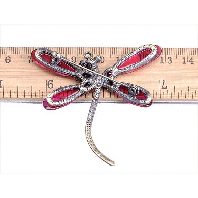 Craft Ruby Red Crystal Light Siam Jewel Dragonfly Small Tiny Brooch Pin Pendant