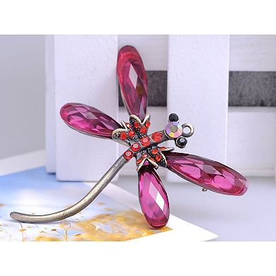 Craft Ruby Red Crystal Light Siam Jewel Dragonfly Small Tiny Brooch Pin Pendant