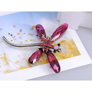 Craft Ruby Red Crystal Light Siam Jewel Dragonfly Small Tiny Brooch Pin Pendant