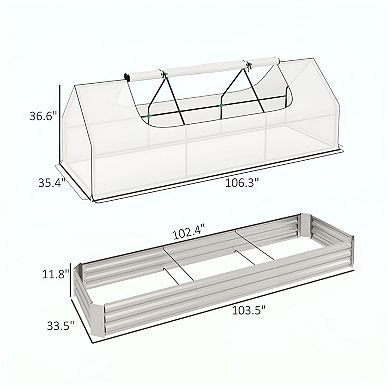 Raised Garden Bed with Greenhouse Cover, Steel Planter Box with Roll-Up Window