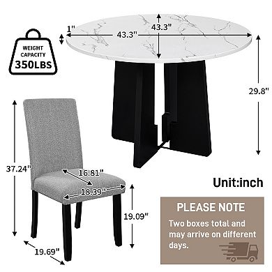 Pnronnc 5-Piece Round Dining Table Set, Kitchen Table Set with 4 Upholstered Chairs