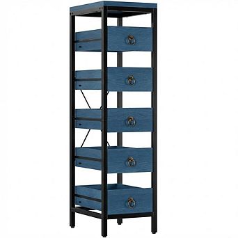 Wood Fruit and Vegetable Storage Rack, 5 tier Narrow Snack Display Stand, Utility Shelf Organizer