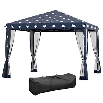 Pop Up Canopy Shelter with Carry Bag and Mesh Panels for Backyard or Beach