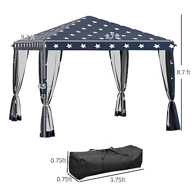 Pop Up Canopy Shelter with Carry Bag and Mesh Panels for Backyard or Beach