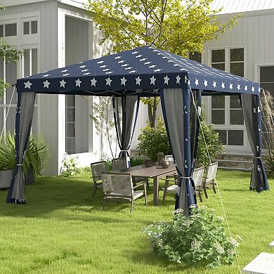 Pop Up Canopy Shelter with Carry Bag and Mesh Panels for Backyard or Beach
