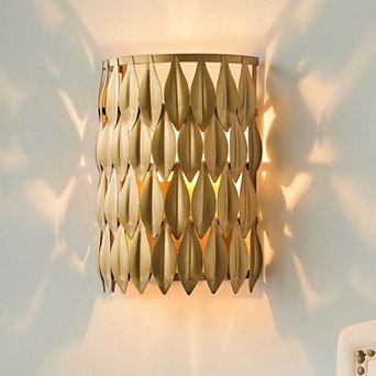 11" Art Deco Gold 1-Light Leaf Flush Mount Wall Light Sconce for Hallway