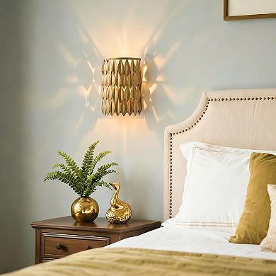 11" Art Deco Gold 1-Light Leaf Flush Mount Wall Light Sconce for Hallway