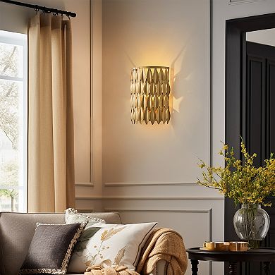 11" Art Deco Gold 1-Light Leaf Flush Mount Wall Light Sconce for Hallway