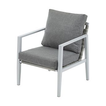 Modern Patio Lounge Chair Aluminum Frame Rope Design Cushioned Seat