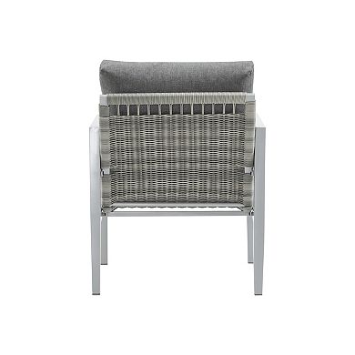 Modern Patio Lounge Chair Aluminum Frame Rope Design Cushioned Seat