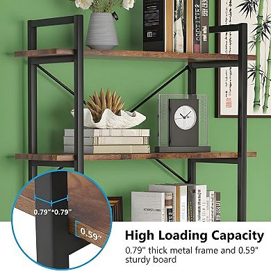 Industrial 5-Shelf Bookcase for Living Room, Bedroom, Office, or Balcony