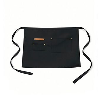 Waist Apron with Multiple Pockets Adjustable Tie Straps Half Apron for Cooking Serving Barista