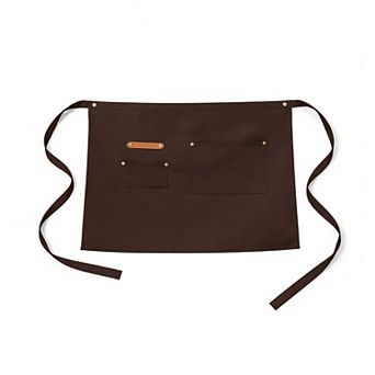 Waist Apron with Multiple Pockets Adjustable Tie Straps Half Apron for Cooking Serving Barista