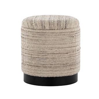 Loheer Handwoven Wool Storage Ottoman with Metal Base
