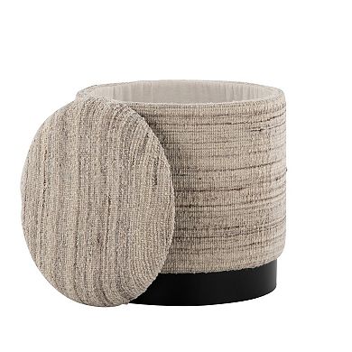 Loheer Handwoven Wool Storage Ottoman with Metal Base