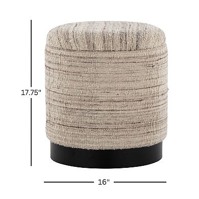Loheer Handwoven Wool Storage Ottoman with Metal Base