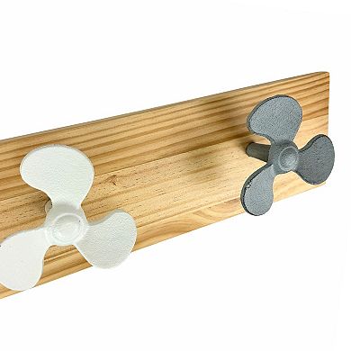 Boat Propeller Wall Hook Rack 24in Wood Board Nautical Beach House Decor