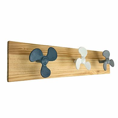 Boat Propeller Wall Hook Rack 24in Wood Board Nautical Beach House Decor